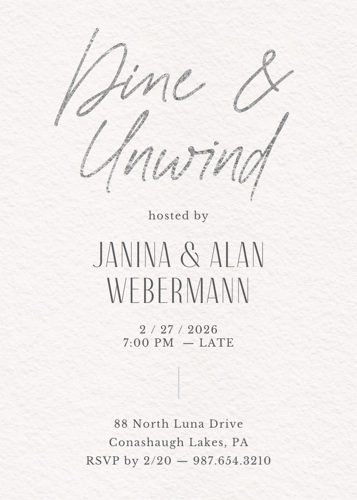 Silver memories - dinner party invitation