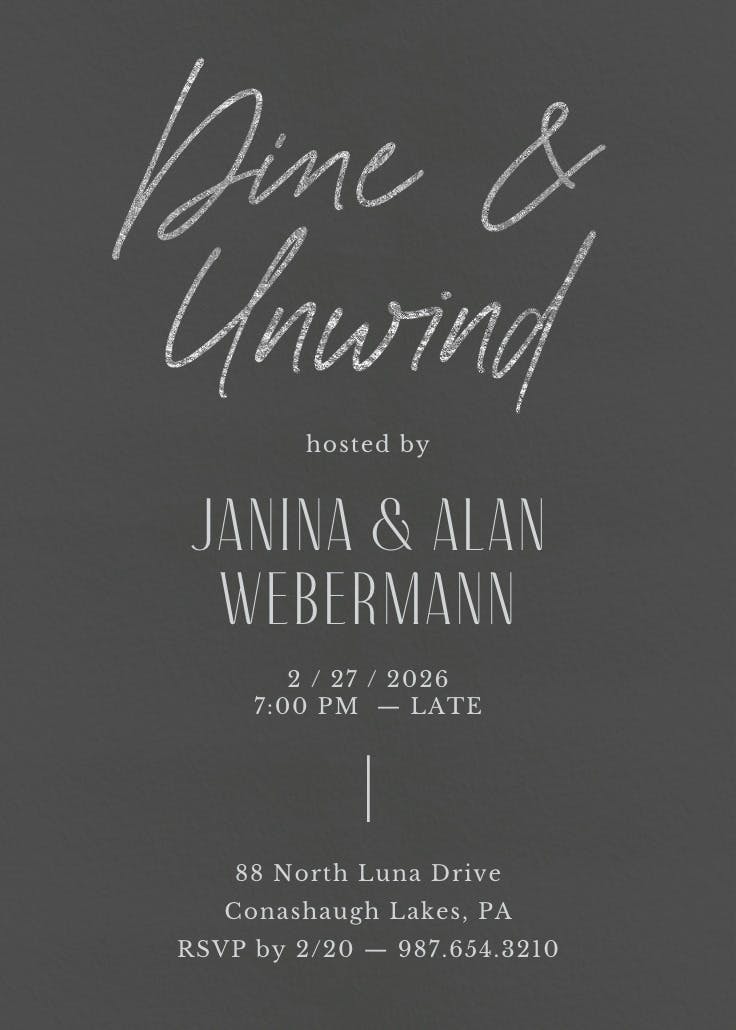 Silver memories - dinner party invitation