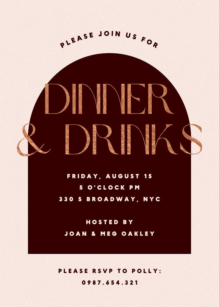 Sleek lines - invitación para fiesta con cena