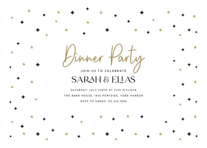 Sparks & stars -  invitación para fiesta con cena