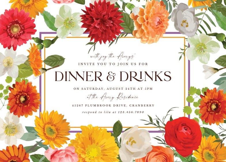 Spring border - dinner party invitation