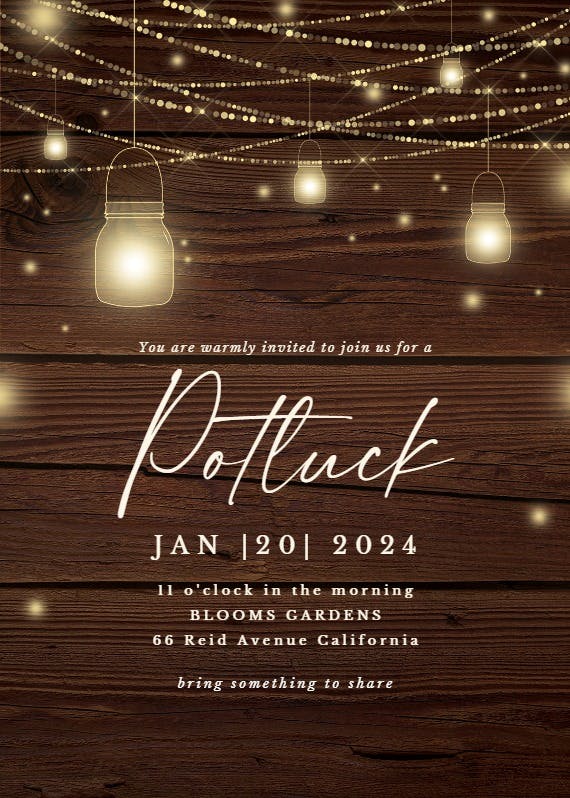 Strings of lights - potluck invitation