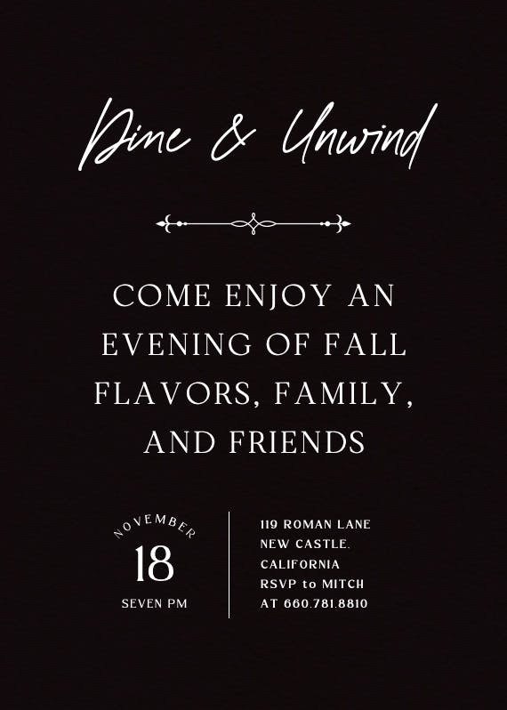 Structured typography - invitación para fiesta con cena