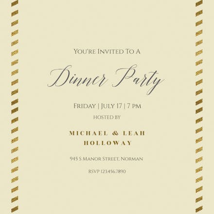 Ticking Trim - Invitación Para Fiesta Con Cena