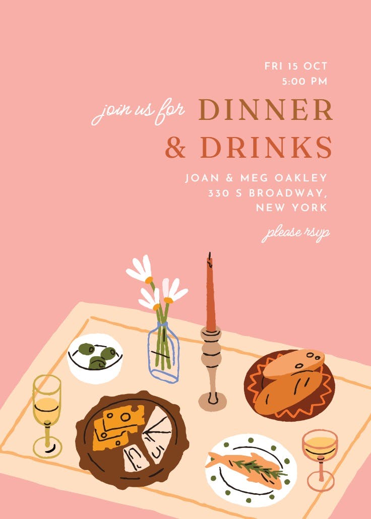 Warm & cozy - dinner party invitation