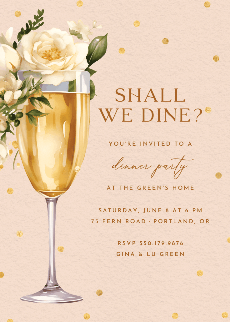 Watercolor toast - dinner party invitation