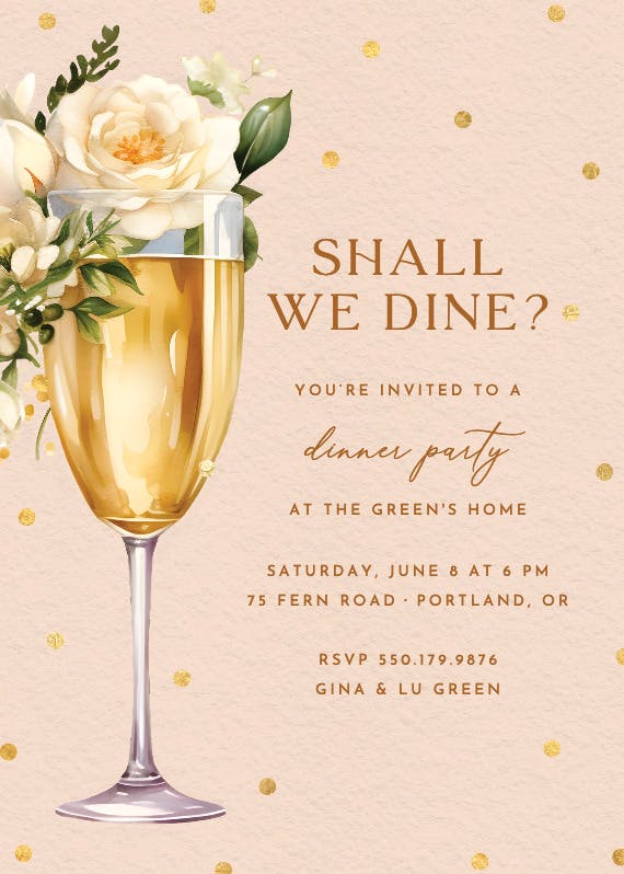 Watercolor toast - dinner party invitation