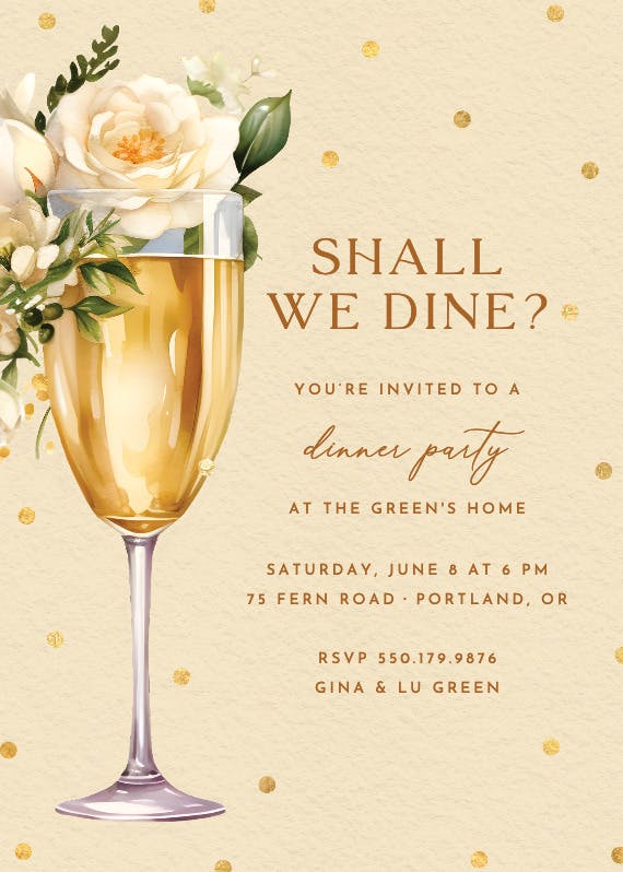 Watercolor toast - dinner party invitation
