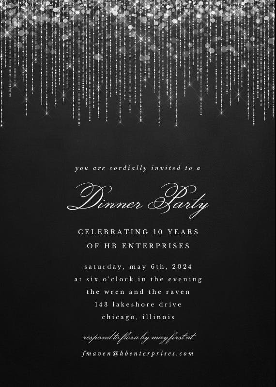 White string lights - dinner party invitation
