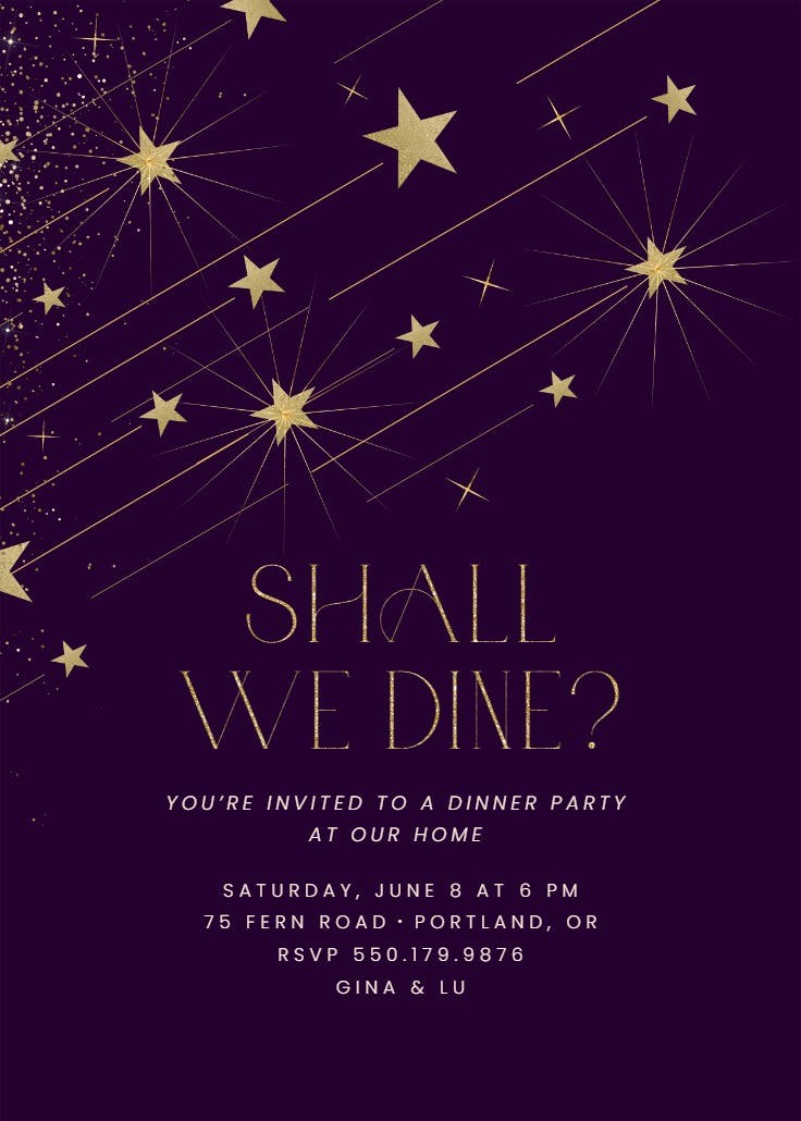 Wonderstruck stars - dinner party invitation