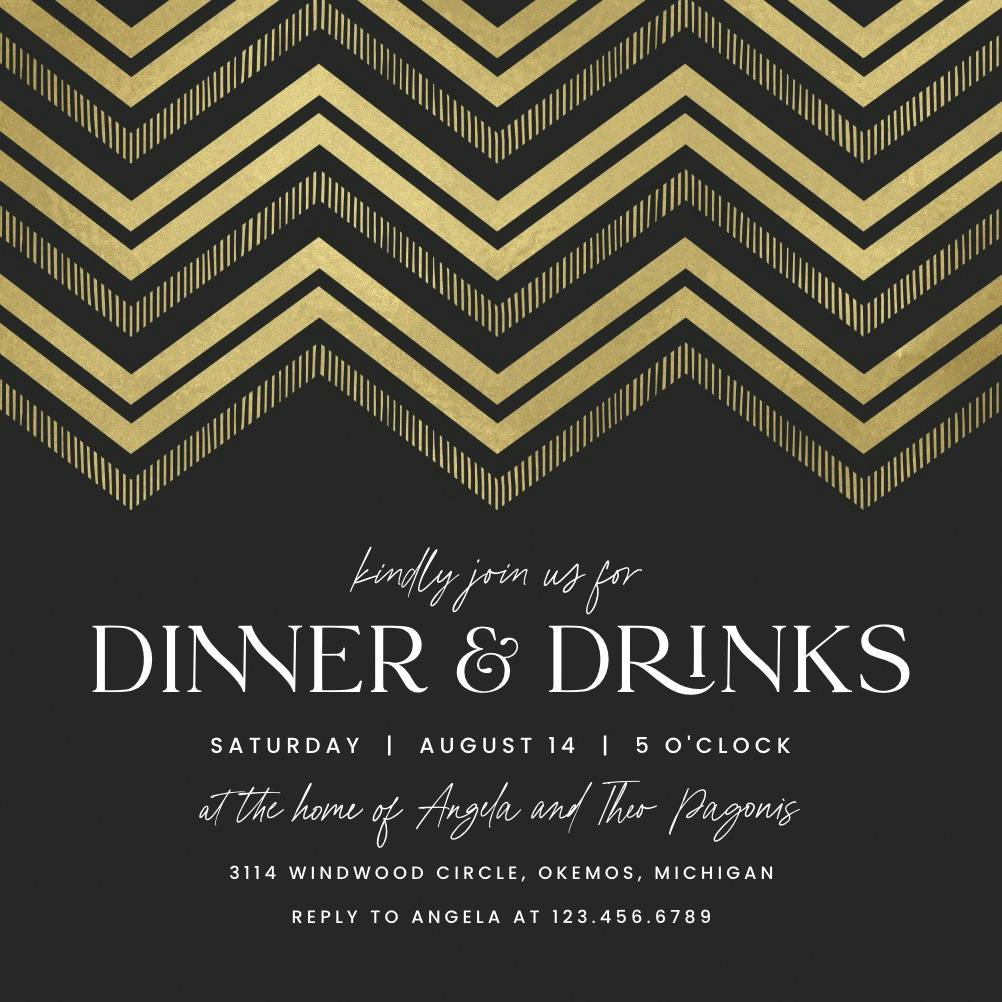 Zigs and zags - dinner party invitation
