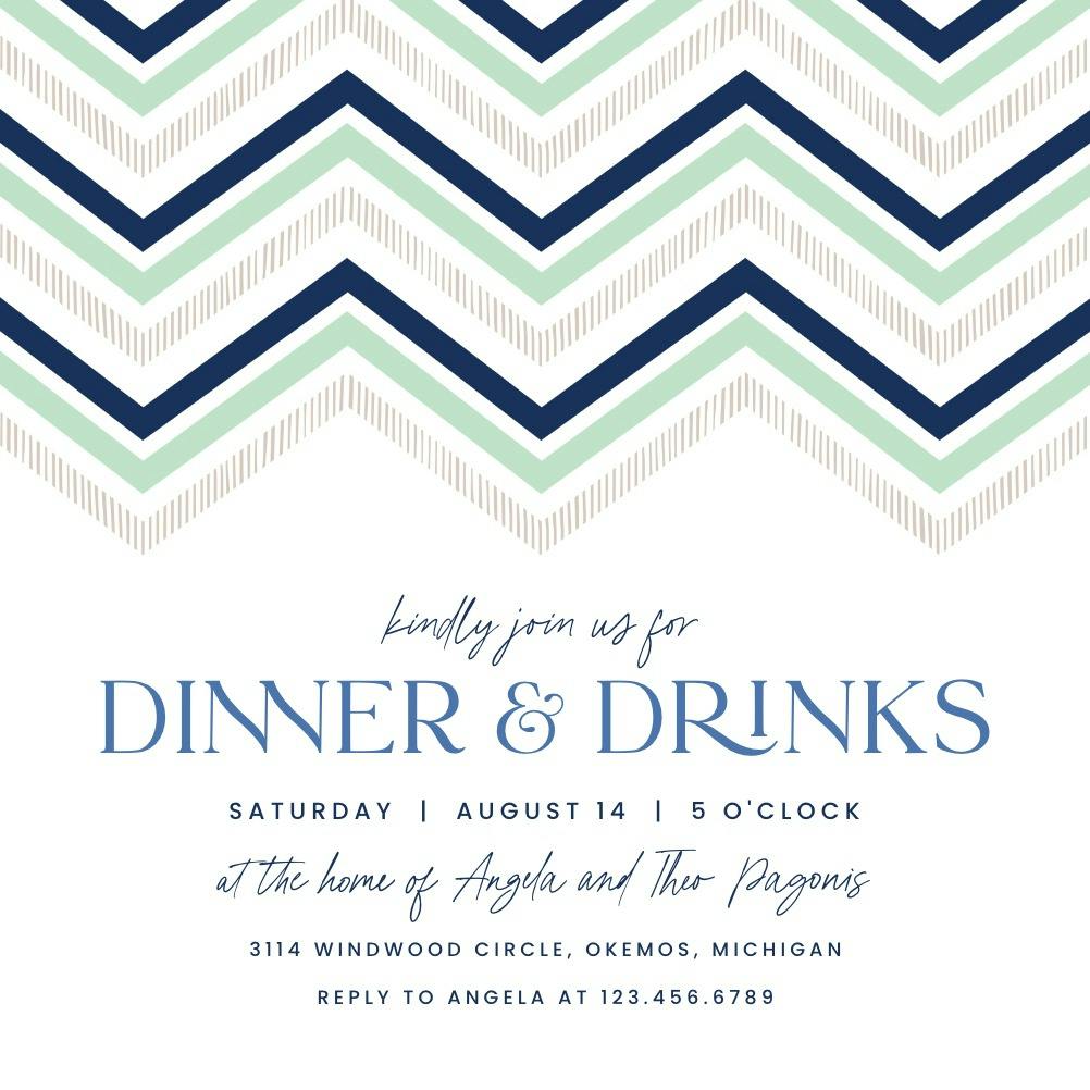 Zigs and zags - dinner party invitation