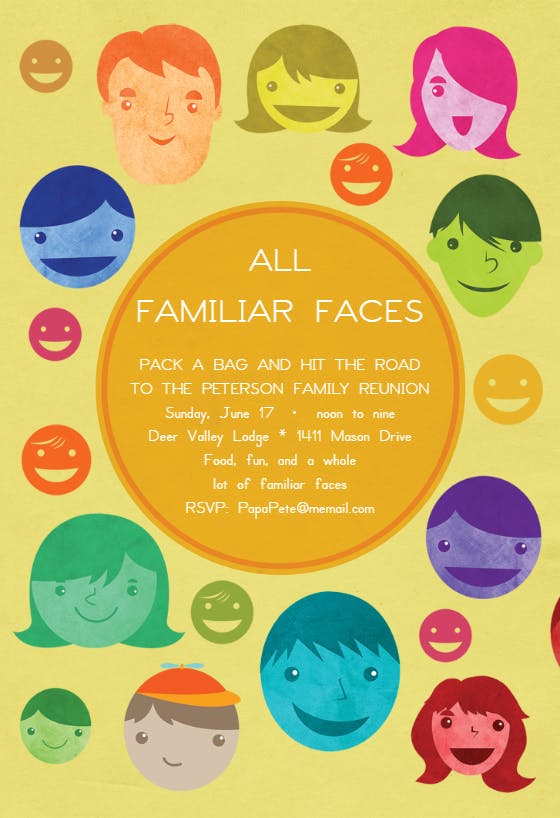 All familiar faces - family reunion invitation