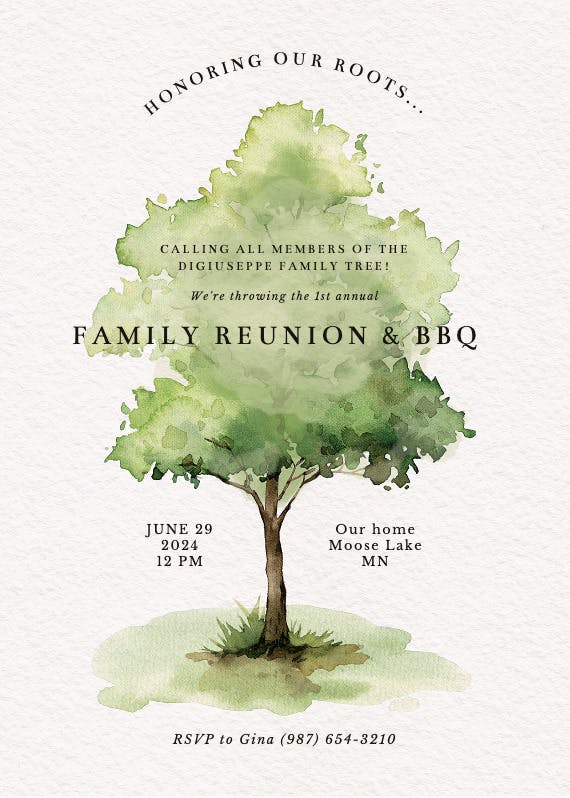 Back to roots - family reunion invitation