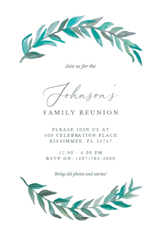 Bay laurel - family reunion invitation