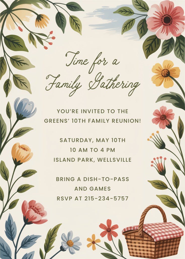 Bloom basket - invitación para reunión familiar