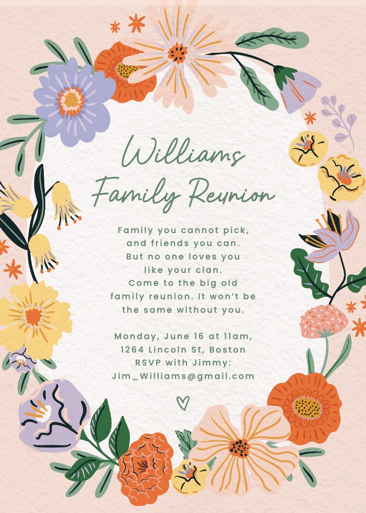 Blooming garden - family reunion invitation