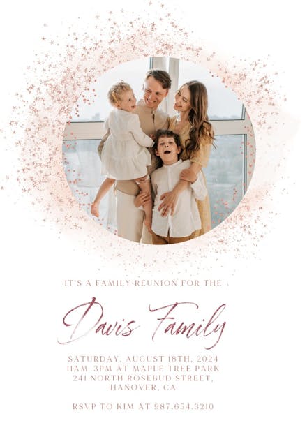 Blush gold spots - family reunion invitation