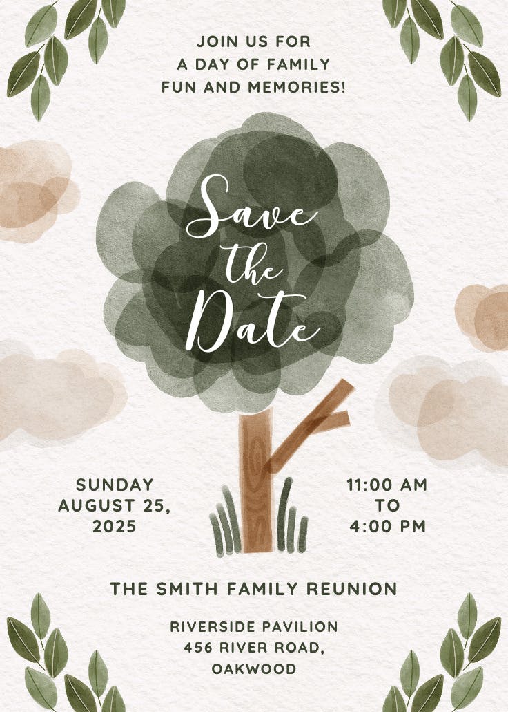 Boho woodland - family reunion invitation