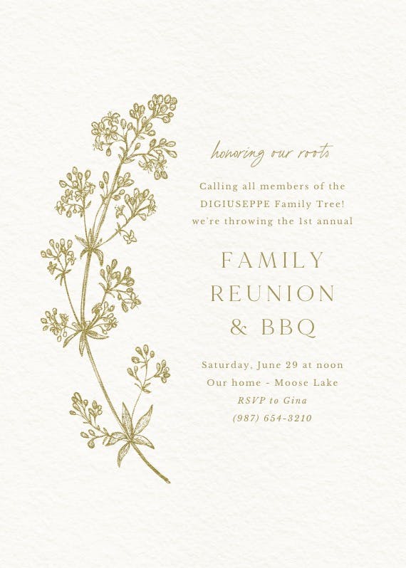 Botanical line - family reunion invitation