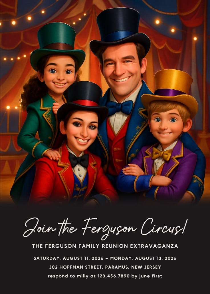 Circus family - family reunion invitation