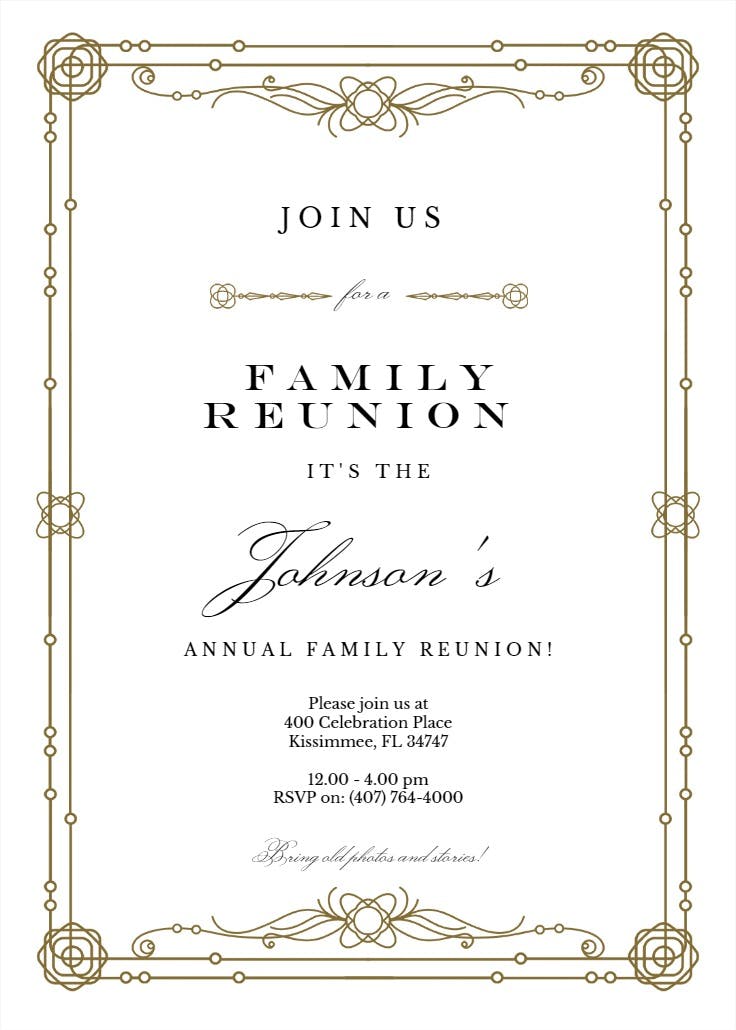 Classic border - family reunion invitation