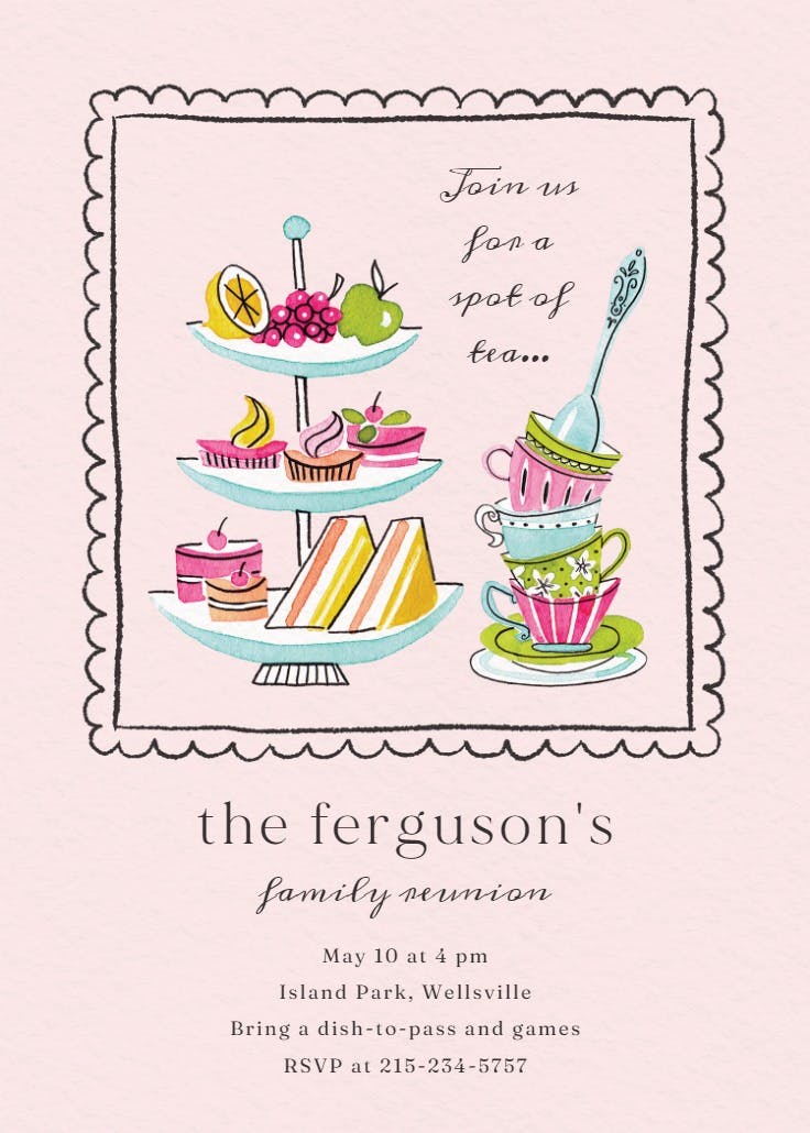 Colorful teatime - family reunion invitation