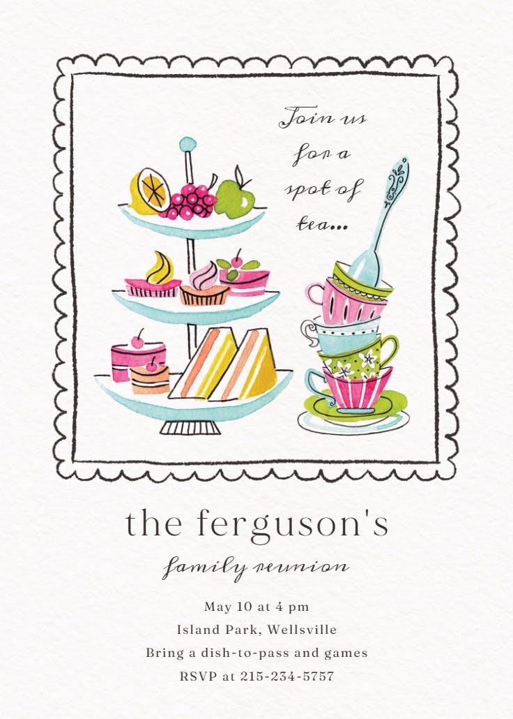 Colorful teatime - family reunion invitation