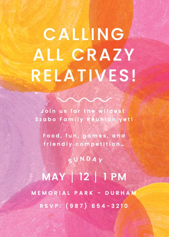 Crazy Relatives - Family Reunion Invitation Template (Free) | Greetings ...