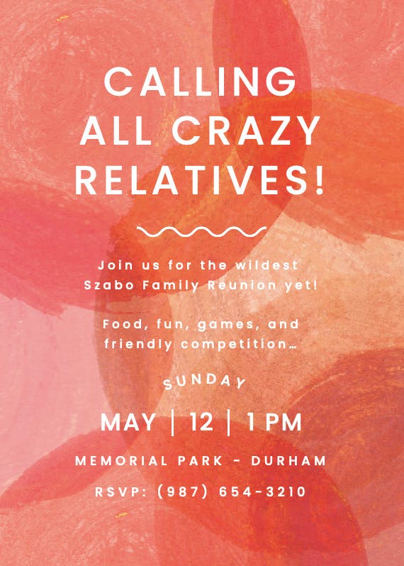 Crazy relatives -  invitación para reunión familiar