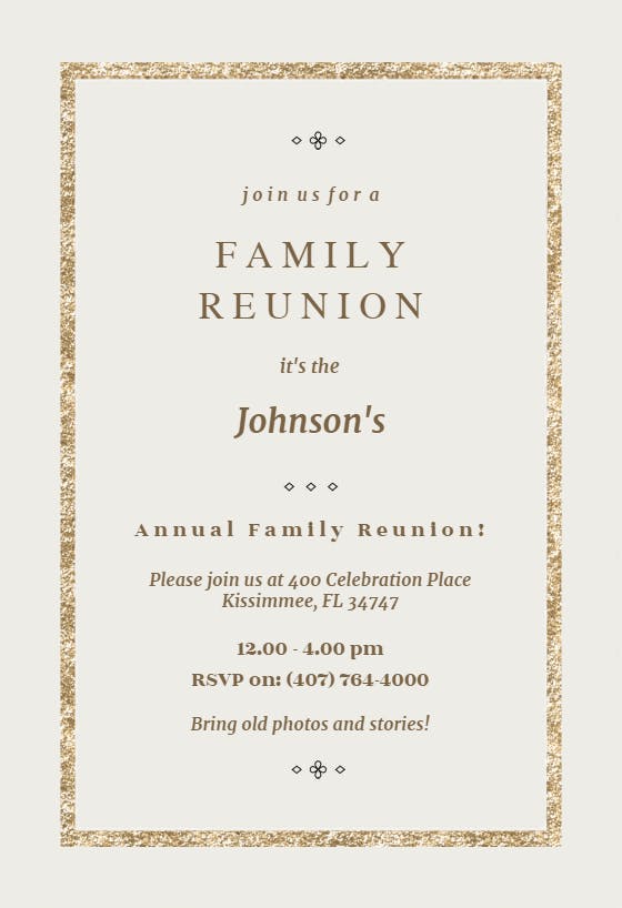 Elegant gold - invitación para reunión familiar