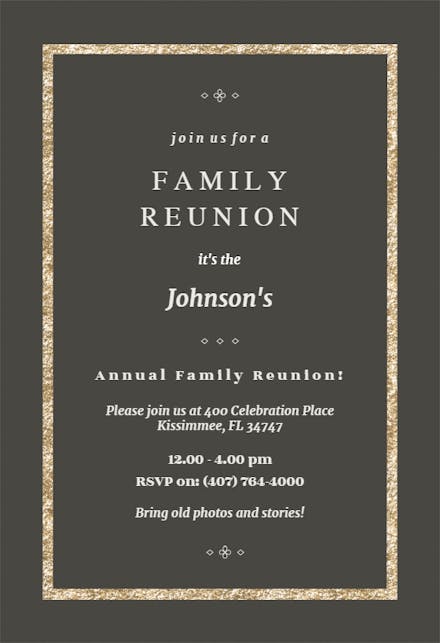Elegant Gold - Family Reunion Invitation