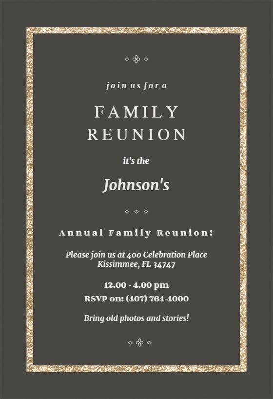 Elegant gold - family reunion invitation