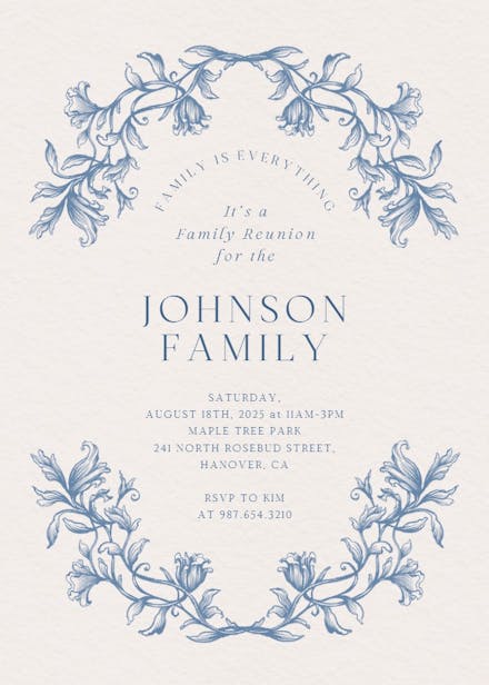 Etched frame - family reunion invitation