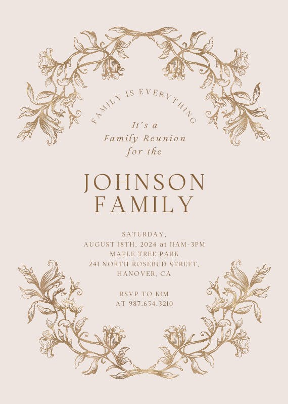 Etched frame - family reunion invitation