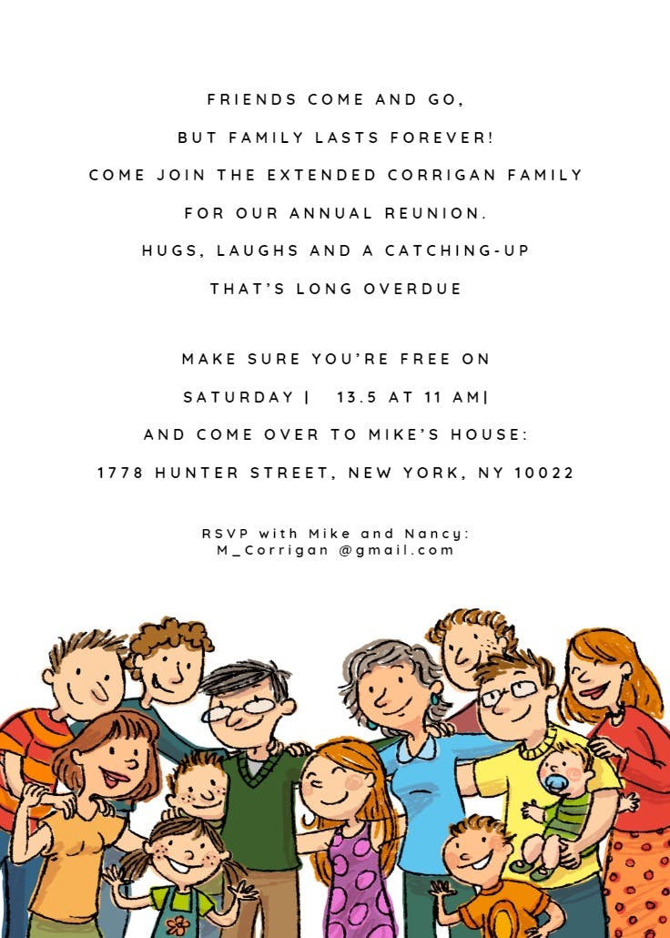 Family lasts forever - family reunion invitation