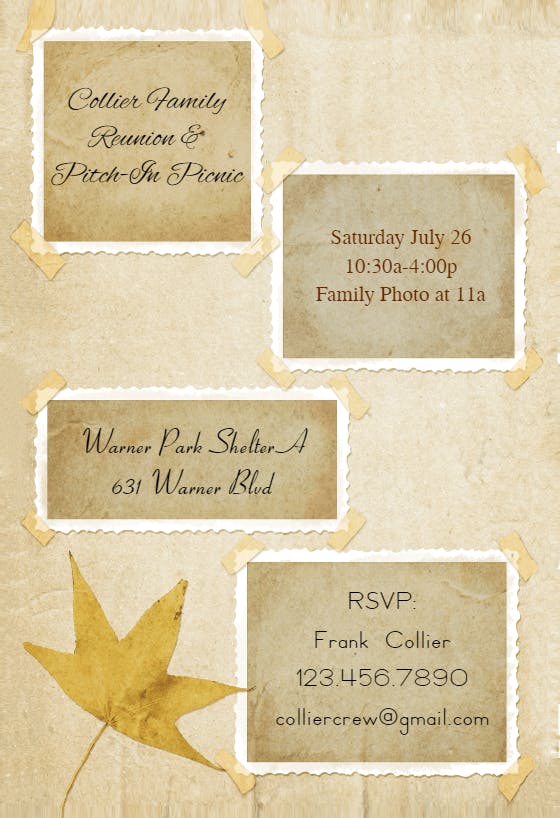 Family photo album - family reunion invitation