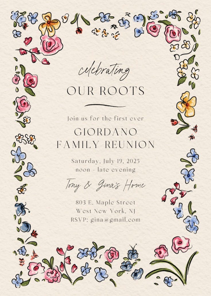 Family roots - party invitation