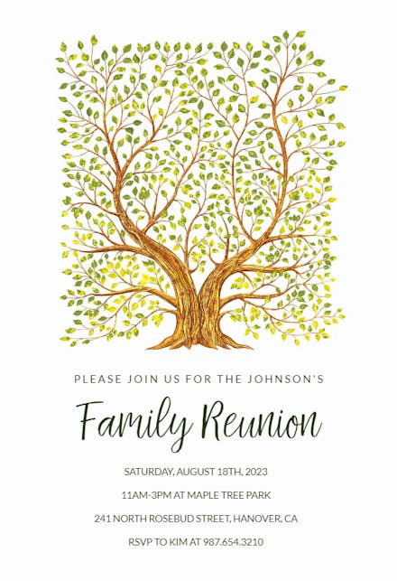 Familytree Family Reunion Invitation Template Free Greetings Island
