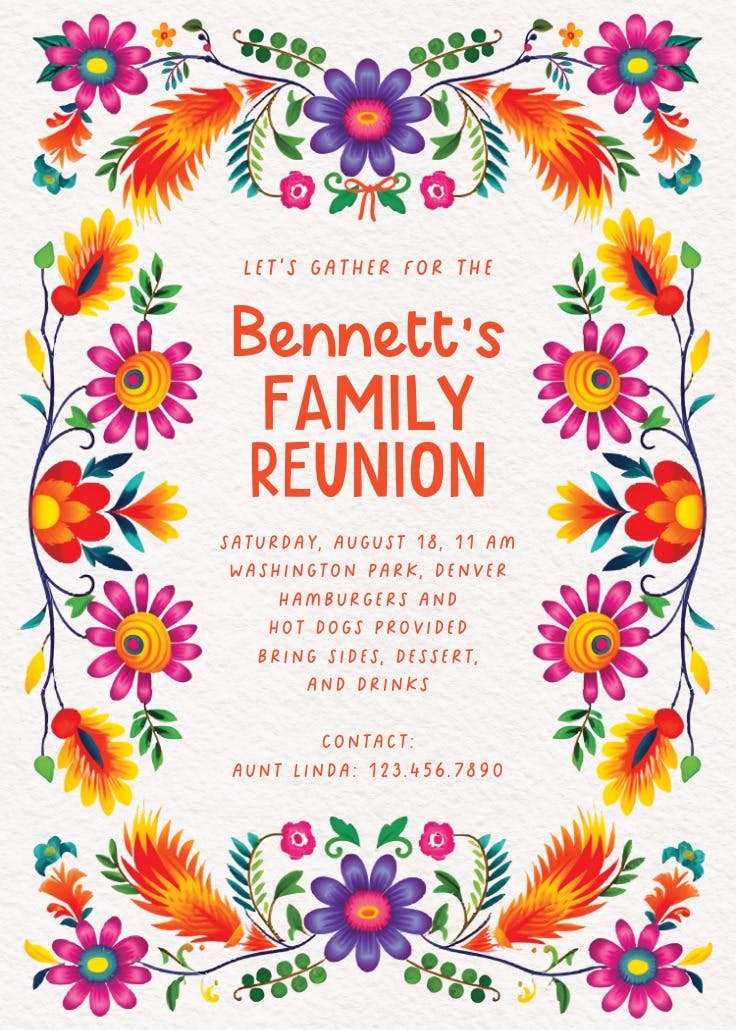 Floral explosion - invitación para reunión familiar