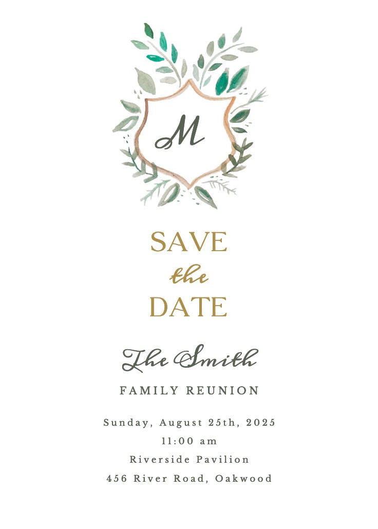 Floral shield - family reunion invitation