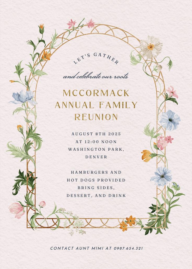 Florals climbing - family reunion invitation