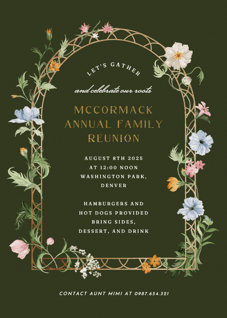Florals climbing - family reunion invitation