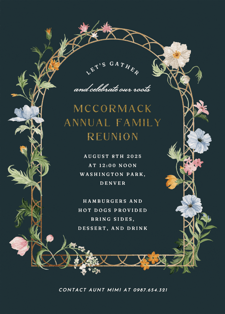 Florals climbing - family reunion invitation