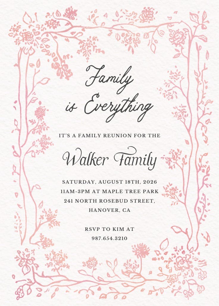 Floreciendo - invitación para reunión familiar