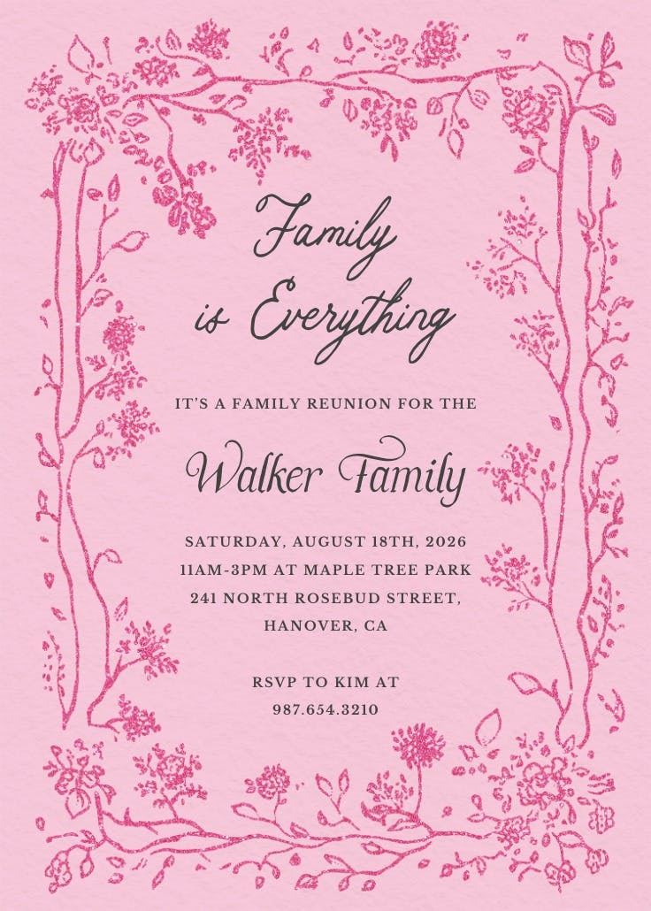 Floreciendo - invitación para reunión familiar