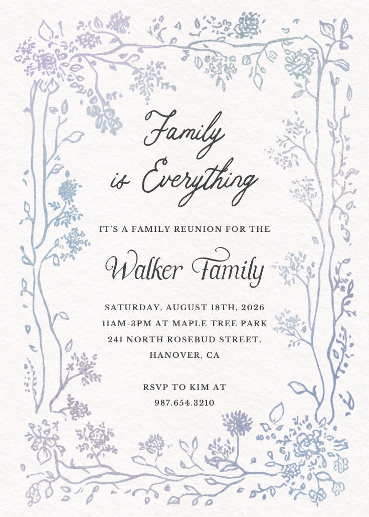 Floreciendo - invitación para reunión familiar