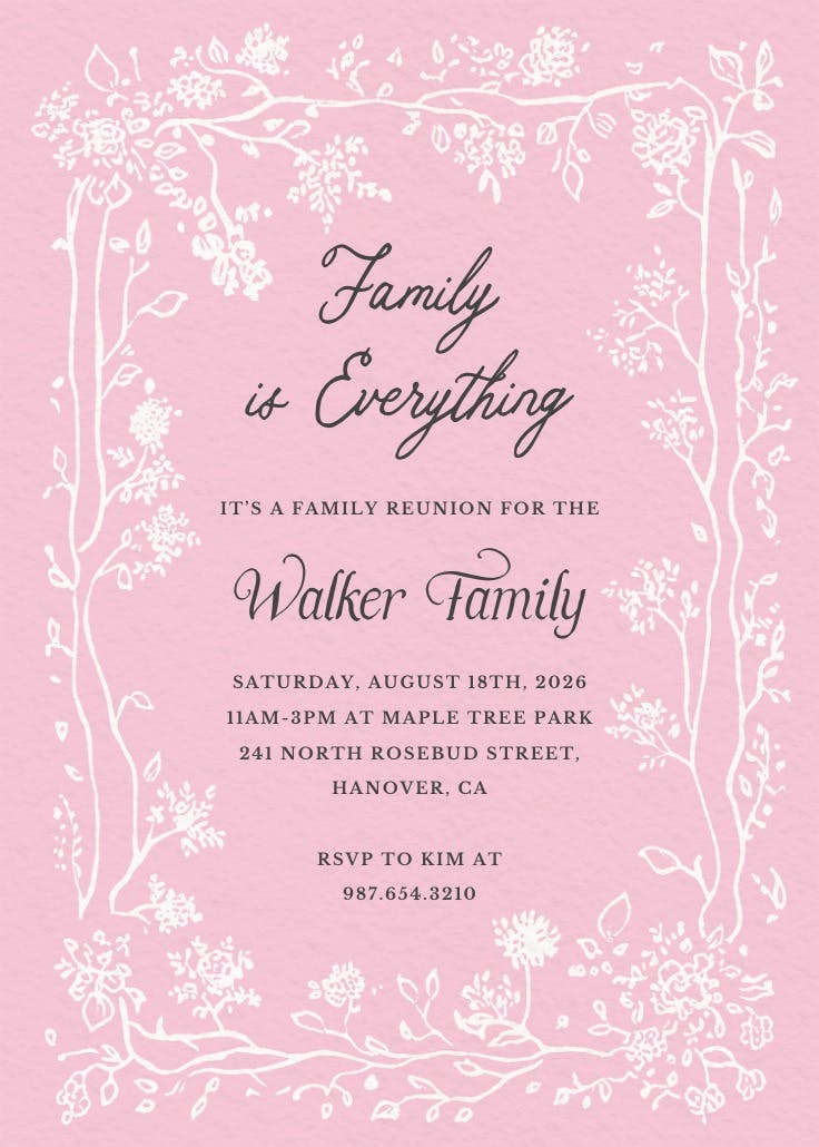 Floreciendo - invitación para reunión familiar