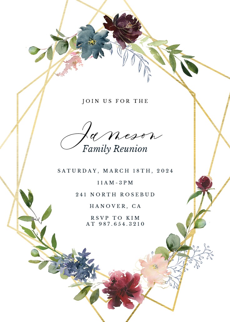 Geometric & Flowers - Family Reunion Invitation Template (Free ...