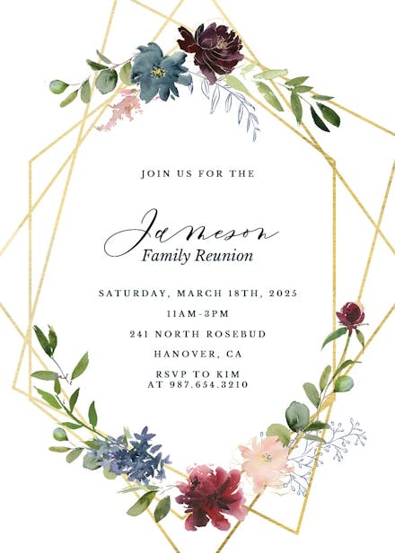 Geometric & flowers - family reunion invitation